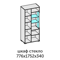 Аллегро-10 Шкаф 2дв. (со стеклом) (дуб крафт золотой-камень темный) в Лабытнанги - labytnangi.mebel24.online | фото 2