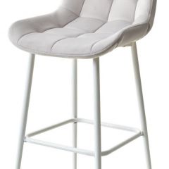 Барный стул ХОФМАН, цвет H-09 Светло-серый, велюр / белый каркас М-City в Лабытнанги - labytnangi.mebel24.online | фото 1