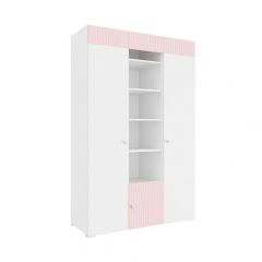 Детская Алиса ПМ-332.25 исп.3 Шкаф комбинированный (c 3 дверями) Белый матовый с ФП - розовый в Лабытнанги - labytnangi.mebel24.online | фото 1