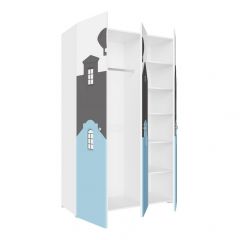 Детская Сити ПМ-332.25 исп 2 Шкаф комбинирован (3д) (Белый/Графит/Голубой) в Лабытнанги - labytnangi.mebel24.online | фото 2