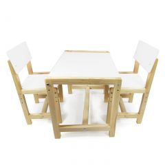 Детский растущий комплект стол и два стула  Я САМ "Лофт" (Белый, Сосна) в Лабытнанги - labytnangi.mebel24.online | фото