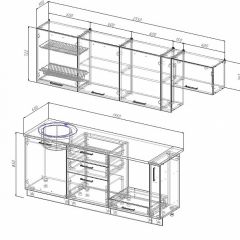 Кухонный гарнитур Антрацит 2550 (Стол. 26мм) в Лабытнанги - labytnangi.mebel24.online | фото 2