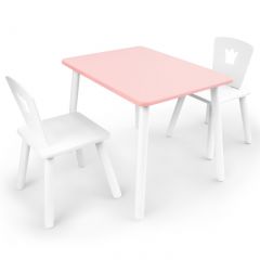 Комплект детской мебели стол и два стула Корона  (Розовый/Белый/Белый) в Лабытнанги - labytnangi.mebel24.online | фото 1