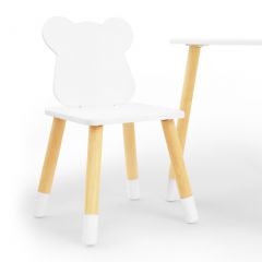 Комплект детской мебели стол и два стула Мишутка (Белый/Белый/Береза) в Лабытнанги - labytnangi.mebel24.online | фото