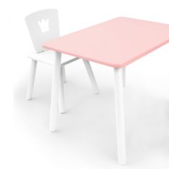 Комплект детской мебели стол и стул Корона (Розовый/Белый/Белый) в Лабытнанги - labytnangi.mebel24.online | фото