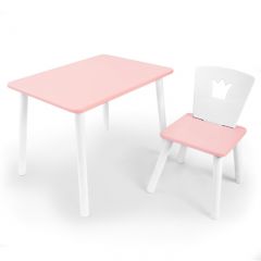 Комплект детской мебели стол и стул Корона (Розовый/Розовый/Белый) в Лабытнанги - labytnangi.mebel24.online | фото