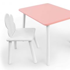 Комплект детской мебели стол и стул Облачко (Розывый/Белый/Белый) в Лабытнанги - labytnangi.mebel24.online | фото 1