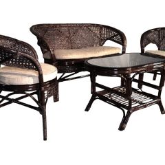 Комплект Пеланги 02/15 с 2-х местным диваном и овальным столом (Темно-коричневый) в Лабытнанги - labytnangi.mebel24.online | фото