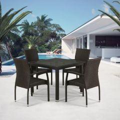 Комплект плетеной мебели T257A/YC379A-W53 Brown (4+1) + подушки на стульях в Лабытнанги - labytnangi.mebel24.online | фото