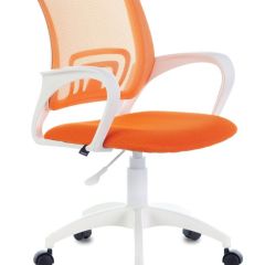 Кресло BRABIX "Fly MG-396W", пластик белый, сетка, оранжевое, 532401, MG-396W_532401 в Лабытнанги - labytnangi.mebel24.online | фото
