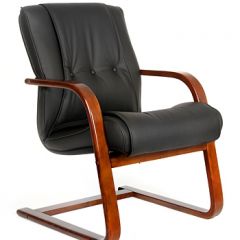 Кресло для посетителя CHAIRMAN  653 V (Кожа) Черное в Лабытнанги - labytnangi.mebel24.online | фото