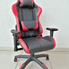 Кресло геймерское Barneo K-52 (черная экокожа красные вставки) в Лабытнанги - labytnangi.mebel24.online | фото