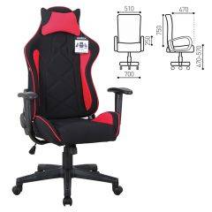 Кресло компьютерное BRABIX GT Racer GM-101 + подушка (ткань) черное/красное (531820) в Лабытнанги - labytnangi.mebel24.online | фото 2