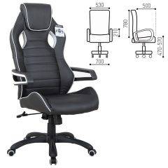 Кресло компьютерное BRABIX Techno Pro GM-003 (экокожа черное/серое, вставки серые) 531814 в Лабытнанги - labytnangi.mebel24.online | фото 1