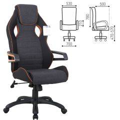 Кресло компьютерное BRABIX Techno Pro GM-003 (ткань черное/серое, вставки оранжевые) 531813 в Лабытнанги - labytnangi.mebel24.online | фото 2