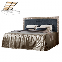 Кровать 2-х спальная (1,8 м) Тиффани Premium черная/золото с мягким элементом (Антрацит) с подъемным механизмом (ТФКР180-3[3](П) в Лабытнанги - labytnangi.mebel24.online | фото