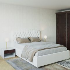 Кровать Берлин с ПМ 1400 (экокожа белая) в Лабытнанги - labytnangi.mebel24.online | фото
