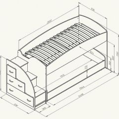 Кровать-чердак "Дюймовочка-4.2"  Дуб молочный/Оранжевый в Лабытнанги - labytnangi.mebel24.online | фото 3