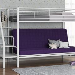 Кровать двухъярусная с диваном "Мадлен-3" (Белый/Фиолетовы) в Лабытнанги - labytnangi.mebel24.online | фото