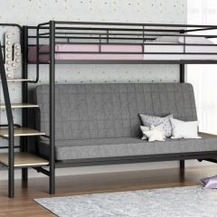 Кровать двухъярусная с диваном "Мадлен-3" (Черный/Серый) в Лабытнанги - labytnangi.mebel24.online | фото