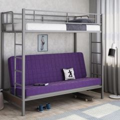 Кровать двухъярусная с диваном "Мадлен" (Серый/Фиолетовый) в Лабытнанги - labytnangi.mebel24.online | фото