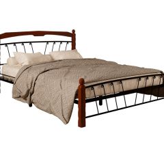 Кровать "Муза 1" КМД10 Черная (1600*2000) (ножки-махагон) с коваными изделиями в Лабытнанги - labytnangi.mebel24.online | фото