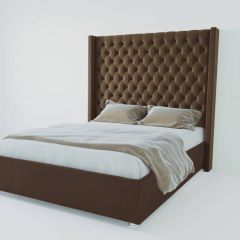 Кровать Версаль ЛЮКС с ПМ 1200 (экокожа коричневая) в Лабытнанги - labytnangi.mebel24.online | фото