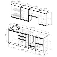 Кухонный гарнитур Сиена компакт 2200 мм в Лабытнанги - labytnangi.mebel24.online | фото 2