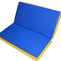 Мат гимнастический 1х1х0,08м складной цв. синий-желтый в Лабытнанги - labytnangi.mebel24.online | фото 1