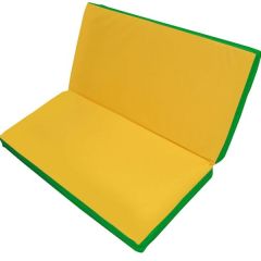 Мат гимнастический 1х1х0,08м складной цв. зеленый-желтый в Лабытнанги - labytnangi.mebel24.online | фото 1