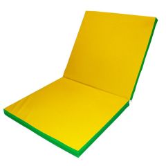 Мат гимнастический 2х1х0,08м складной цв. зеленый-желтый в Лабытнанги - labytnangi.mebel24.online | фото 1