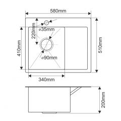 Мойка HD5851L MELANA ProfLine 3,0/200 САТИН врезная прямоугольная с коландером HD5851L в Лабытнанги - labytnangi.mebel24.online | фото 2