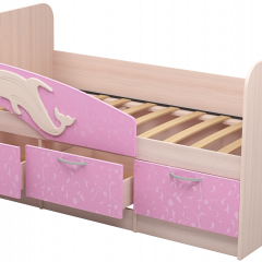 Кровать Дельфин 1,6 (Дуб молочный/фасад - Ламарти розовый) в Лабытнанги - labytnangi.mebel24.online | фото