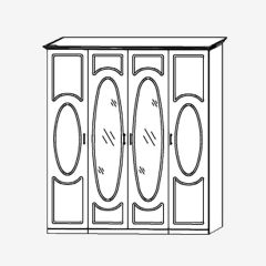 Прованс-2 Шкаф 4-х дверный с 2 зеркалами (Итальянский орех/Груша с платиной черной) в Лабытнанги - labytnangi.mebel24.online | фото