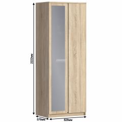 Шкаф 2х дверный с зеркалом Веста СБ-2259 (Дуб Сонома) в Лабытнанги - labytnangi.mebel24.online | фото 3
