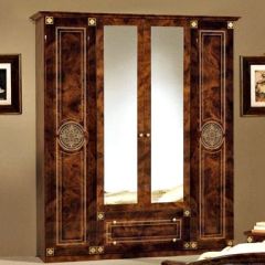 Шкаф 4-х дверный с зеркалами (02.144) Рома (орех) в Лабытнанги - labytnangi.mebel24.online | фото