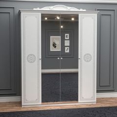 Шкаф 4-х дверный с зеркалами (12.244) Грация (белый/серебро) в Лабытнанги - labytnangi.mebel24.online | фото
