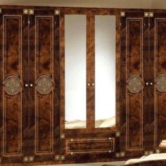 Шкаф 6-и дверный с зеркалами (02.146) Рома (орех) в Лабытнанги - labytnangi.mebel24.online | фото