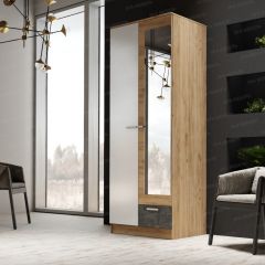 Шкаф Адель 800 с полками (дуб вотан/белый глянец) в Лабытнанги - labytnangi.mebel24.online | фото