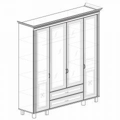 Шкаф для одежды 4-дверный с зеркалом №493 Марлен кремовый белый в Лабытнанги - labytnangi.mebel24.online | фото 2