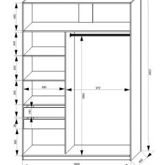 Шкаф-купе 1600 серии SOFT D1+D3+B2+PL1 (2 ящика+1штанга) профиль «Графит» в Лабытнанги - labytnangi.mebel24.online | фото 4