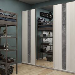 Шкаф-купе 1950 серии SILVER S4+S1+S4 B22+PL4 (по 2 ящика лев/прав+F обр.штанга) профиль «Серебро» в Лабытнанги - labytnangi.mebel24.online | фото