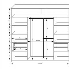 Шкаф-купе 2150 серии NEW CLASSIC K4+K4+K4+B22+PL4(по 2 ящика лев/прав+F обр.штанга) профиль «Капучино» в Лабытнанги - labytnangi.mebel24.online | фото 3