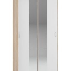 Шкаф-купе Бассо 1.0 (Дуб Сонома/Белый) 2 двери 2 зеркальные вставки в Лабытнанги - labytnangi.mebel24.online | фото