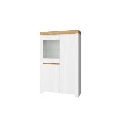 Шкаф с витриной 1V2D, TAURUS, цвет белыйдуб вотан в Лабытнанги - labytnangi.mebel24.online | фото 2