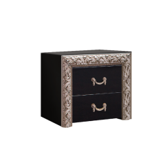 Тумба прикроватная (2 ящика) Тиффани Premium черная/серебро (ТФТП-2(П) в Лабытнанги - labytnangi.mebel24.online | фото