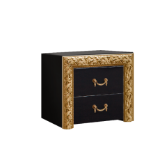 Тумба прикроватная (2 ящика)Тиффани Premium черная/золото (ТФТП-1(П) в Лабытнанги - labytnangi.mebel24.online | фото