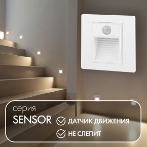 DK1020-WH Светильник встраиваемый в стену c датчиком движения, IP 20, LED 3000, 1 Вт, белый, пластик в Лабытнанги - labytnangi.mebel24.online | фото 2