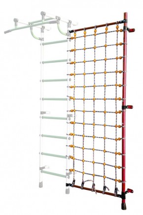 Дополнительная стойка к пристенному ДСК с сеткой для лазания, цв. красный в Лабытнанги - labytnangi.mebel24.online | фото