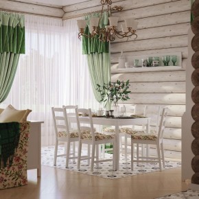 Комлект Вествик обеденный стол и четыре стула, массив сосны, цвет белый в Лабытнанги - labytnangi.mebel24.online | фото